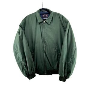 Faconnable Men’s XXL Forest Green Water Repellent Fleece Lined Bomber Jacket